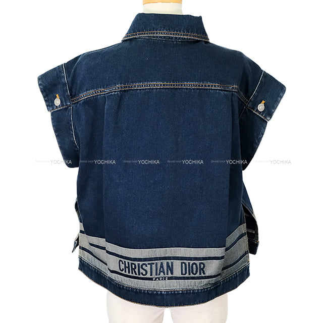 Dior Denim jacket Denim Couture French Sleeves with Side Slit Navy Cotton #44 412V19A3394[EXCELLENT][Authentic]