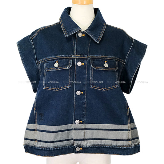 Dior Denim jacket Denim Couture French Sleeves with Side Slit Navy Cotton #44 412V19A3394[EXCELLENT][Authentic]