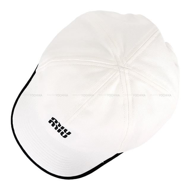 Miu Miu cap Baseball drill Blanc (White)/Noir (Black) Cotton #L 5HC369.2ICI.F0964[EXCELLENT][Authentic]