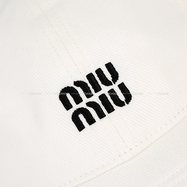Miu Miu cap Baseball drill Blanc (White)/Noir (Black) Cotton #L 5HC369.2ICI.F0964[EXCELLENT][Authentic]