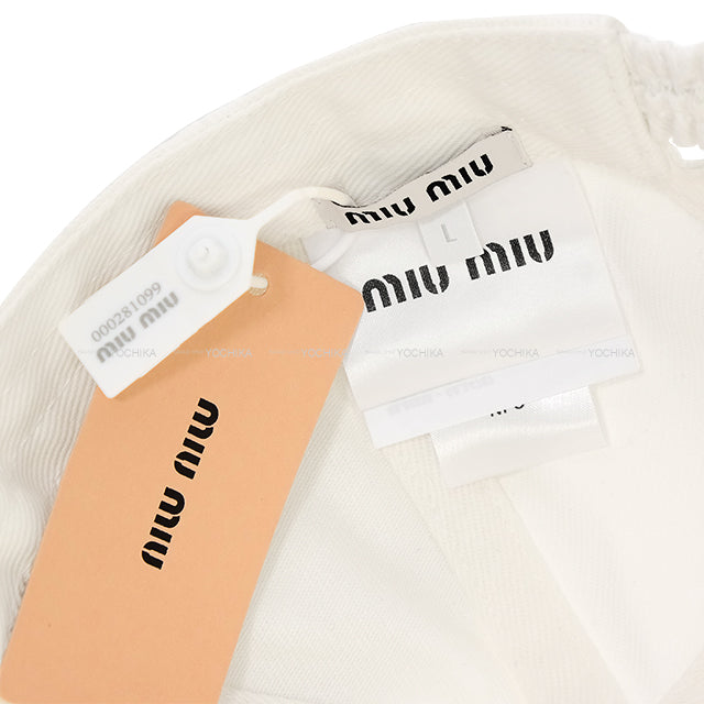 Miu Miu cap Baseball drill Blanc (White)/Noir (Black) Cotton #L 5HC369.2ICI.F0964[EXCELLENT][Authentic]