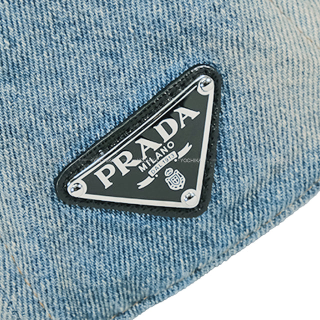 PRADA cap Baseball Triangle Logo Lightblue Denim #L 2HC27412K1[EXCELLENT][Authentic]