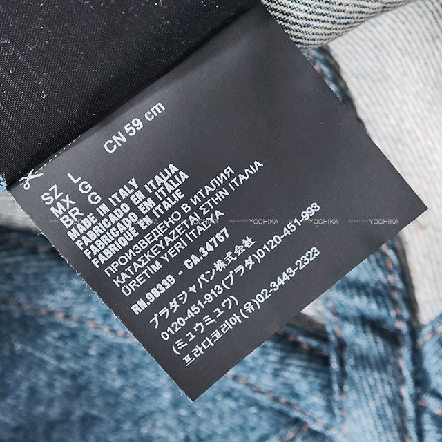 PRADA cap Baseball Triangle Logo Lightblue Denim #L 2HC27412K1[EXCELLENT][Authentic]