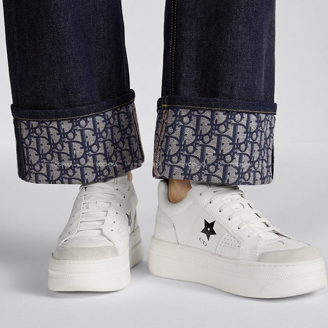 [Pre-loved] Dior sneakers Dior Star Platform Blanc (White) Calfskin/Suede Calfskin #36.5 KCK413CLD_S19W[LIKE NEW][Authentic]