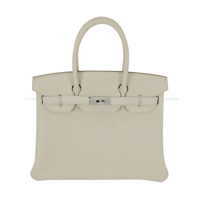 HERMES Handbag Birkin30 Beton Taurillon Clemence Silver HW Stamp U[EXCELLENT][Authentic]