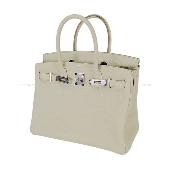 HERMES Handbag Birkin30 Beton Taurillon Clemence Silver HW Stamp U[EXCELLENT][Authentic]