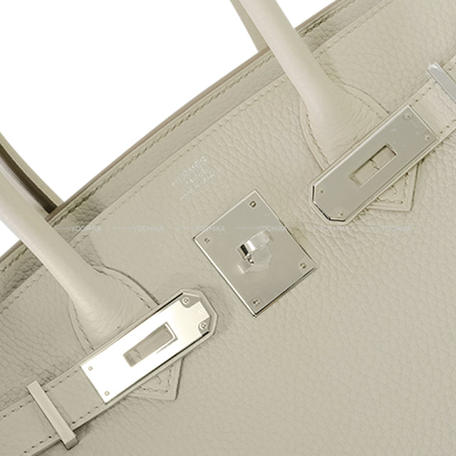 HERMES Handbag Birkin30 Beton Taurillon Clemence Silver HW Stamp U[EXCELLENT][Authentic]