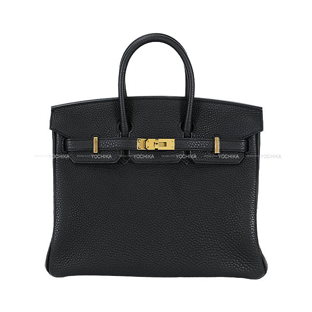 HERMES Handbag Birkin25 Noir (Black) Veau Togo Gold HW Stamp W[ALMOST NEW][Authentic]