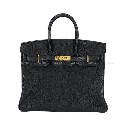 HERMES Handbag Birkin25 Noir (Black) Veau Togo Gold HW Stamp W[ALMOST NEW][Authentic]