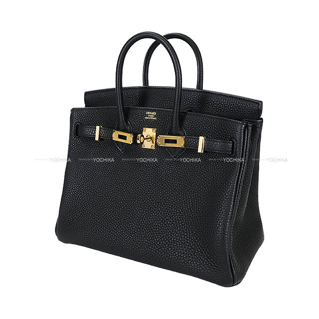 HERMES Handbag Birkin25 Noir (Black) Veau Togo Gold HW Stamp W[ALMOST NEW][Authentic]