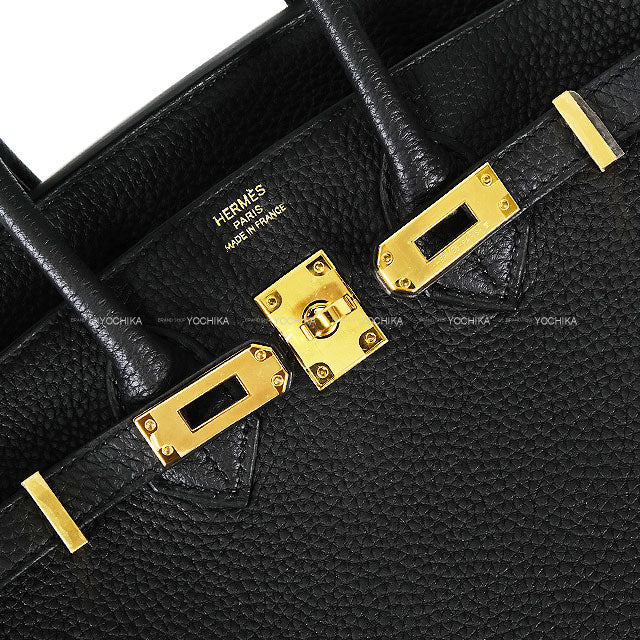 HERMES Handbag Birkin25 Noir (Black) Veau Togo Gold HW Stamp W[ALMOST NEW][Authentic]