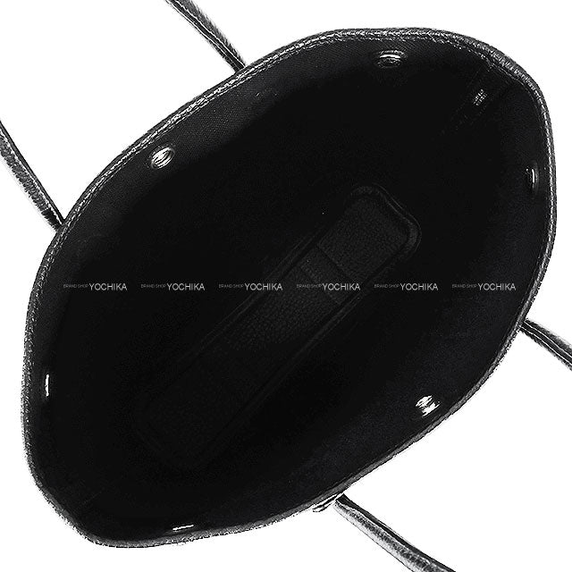 [Pre-loved] HERMES tote bag Garden File 28 PM Noir (Black) Toile Militaire/Veau Negonda Silver HW Stamp Z[LIKE NEW][Authentic]