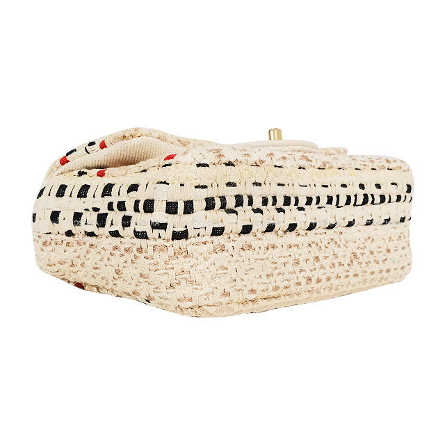 CHANEL Shoulder bag Mini Matelasse chain Raffia Antique Gold HW[EXCELLENT][Authentic]