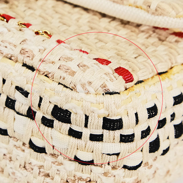 CHANEL Shoulder bag Mini Matelasse chain Raffia Antique Gold HW[EXCELLENT][Authentic]