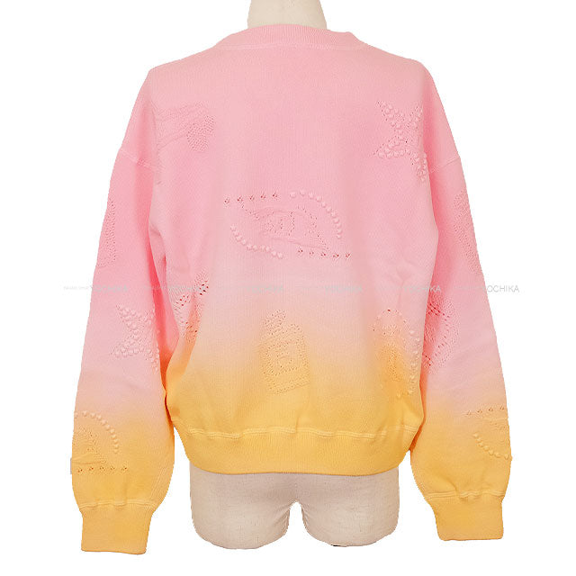 2024 Cruise Collection CHANEL Knit Coco Mark Star Heart Icon Design Gradation Sweatshirt Sweater Pink/Orange Cotton #40 P76509[EXCELLENT][Authentic]