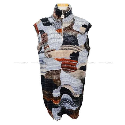 2023 Metiers d'Art CHANEL One‐piece dress COCO zipper Turtleneck Sleeveless Knit Short Grey Wool/Acrylic/Cashmere #38 P77500[EXCELLENT][Authentic]