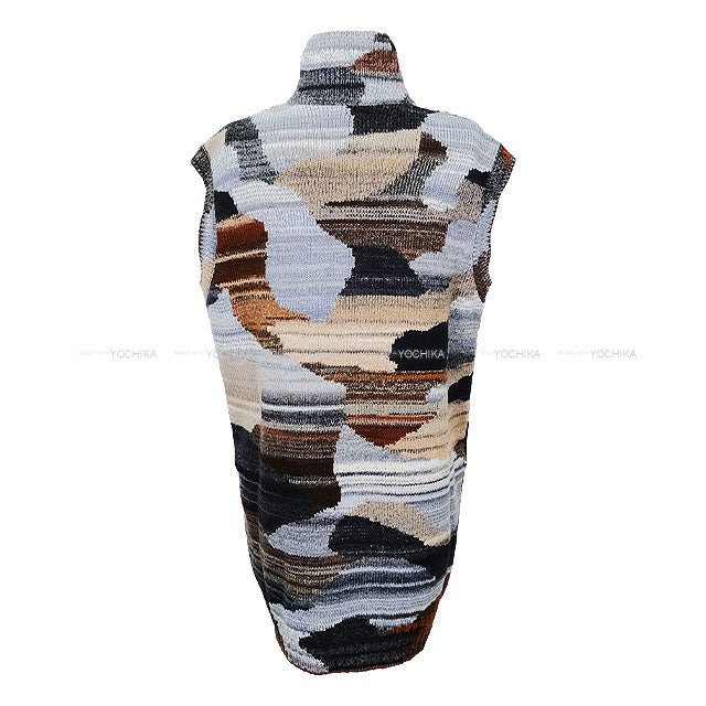 2023 Metiers d'Art CHANEL One‐piece dress COCO zipper Turtleneck Sleeveless Knit Short Grey Wool/Acrylic/Cashmere #38 P77500[EXCELLENT][Authentic]