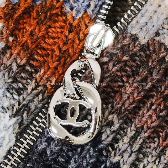 2023 Metiers d'Art CHANEL One‐piece dress COCO zipper Turtleneck Sleeveless Knit Short Grey Wool/Acrylic/Cashmere #38 P77500[EXCELLENT][Authentic]