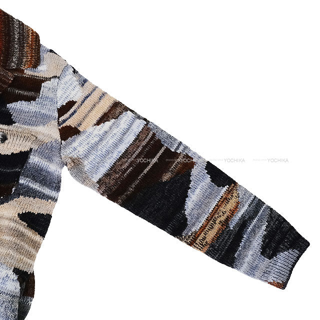 2023 Metiers d'Art CHANEL Cardigan COCO Button Double Pocket Belted Gown Grey Wool/Acrylic/Cashmere #38 P77502[EXCELLENT][Authentic]