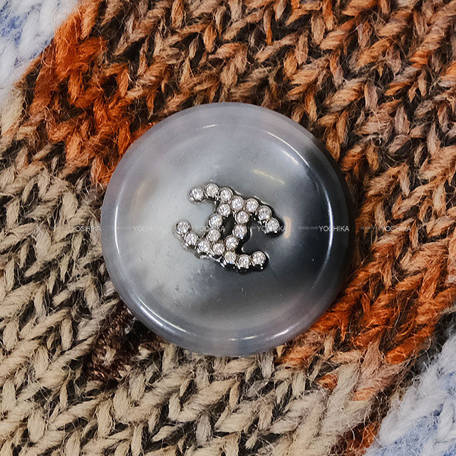 2023 Metiers d'Art CHANEL Cardigan COCO Button Double Pocket Belted Gown Grey Wool/Acrylic/Cashmere #38 P77502[EXCELLENT][Authentic]