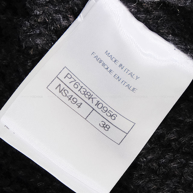 2023 Metiers d'Art Collection CHANEL Cardigan COCO button houndstooth long knit Bordeaux/Grey/Noir (Black) Cashmere/Wool #38 P76138[EXCELLENT][Authentic]