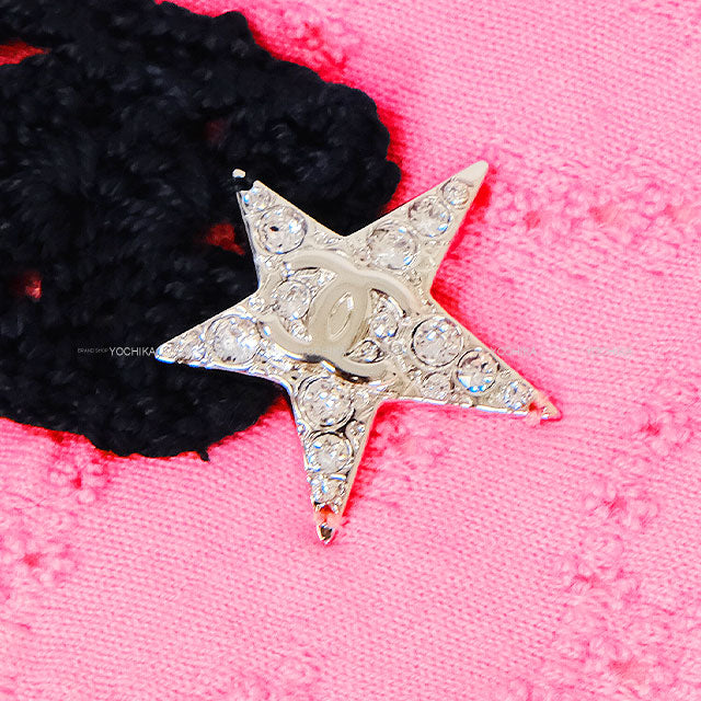 2024 Cruise Collection CHANEL Short sleeve t shirt Crochet No.5 star COCO mark Blanc (White)/Noir (Black) Cotton #42/44 P76438[EXCELLENT][Authentic]