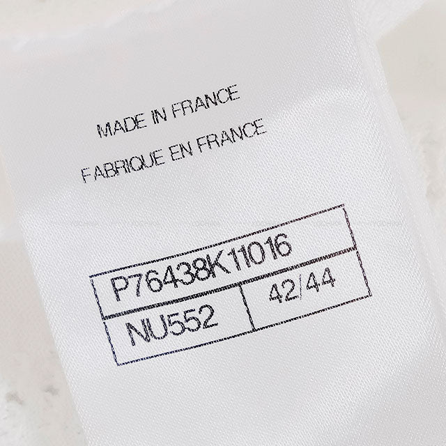 2024 Cruise Collection CHANEL Short sleeve t shirt Crochet No.5 star COCO mark Blanc (White)/Noir (Black) Cotton #42/44 P76438[EXCELLENT][Authentic]