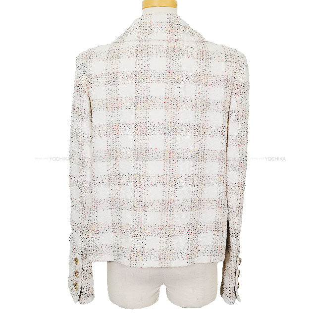 2024SS CHANEL Tailored jacket COCO Button Sequin Glitter Tweed Blanc (White)/Multicolor Nylon/Cotton/Polyester #42 P77288[EXCELLENT][Authentic]