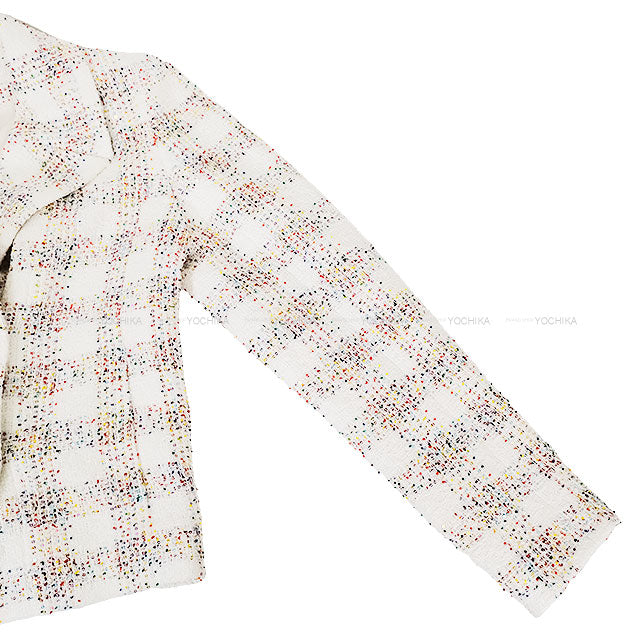2024SS CHANEL Tailored jacket COCO Button Sequin Glitter Tweed Blanc (White)/Multicolor Nylon/Cotton/Polyester #42 P77288[EXCELLENT][Authentic]