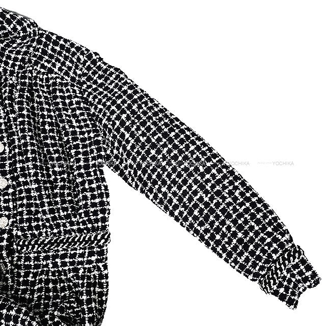 CHANEL Pants Jumpsuit Tweed Blanc (White)/Noir (Black) Reyon/Cotton/Linen #38 P74020[EXCELLENT][Authentic]