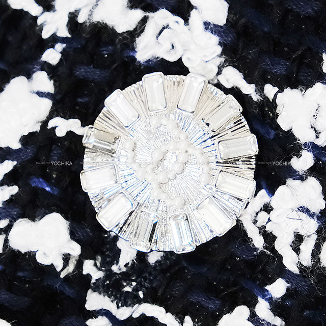 CHANEL Pants Jumpsuit Tweed Blanc (White)/Noir (Black) Reyon/Cotton/Linen #38 P74020[EXCELLENT][Authentic]