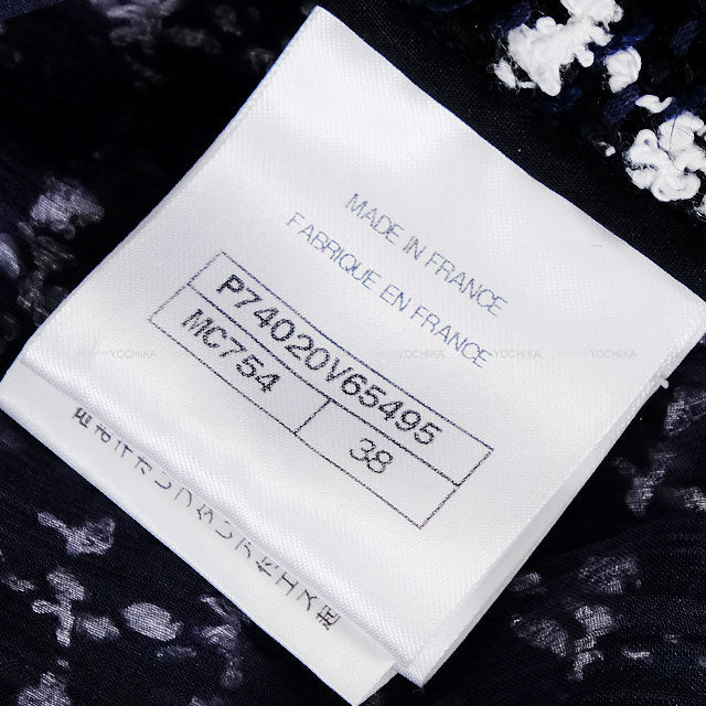 CHANEL Pants Jumpsuit Tweed Blanc (White)/Noir (Black) Reyon/Cotton/Linen #38 P74020[EXCELLENT][Authentic]