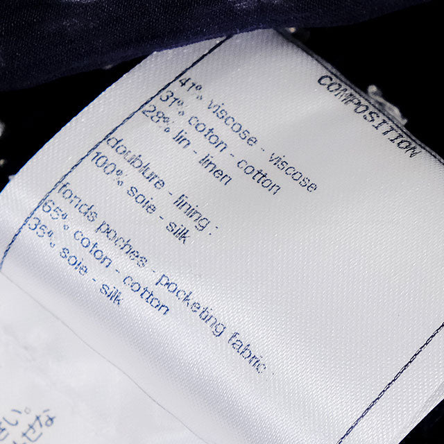 CHANEL Pants Jumpsuit Tweed Blanc (White)/Noir (Black) Reyon/Cotton/Linen #38 P74020[EXCELLENT][Authentic]