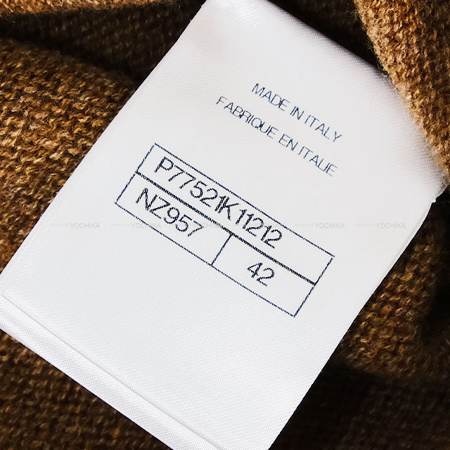 CHANEL Vests Sleeveless V-neck Pocket Flower Motif Button Brown Cashmere /Polyamide #42 P77521[EXCELLENT][Authentic]