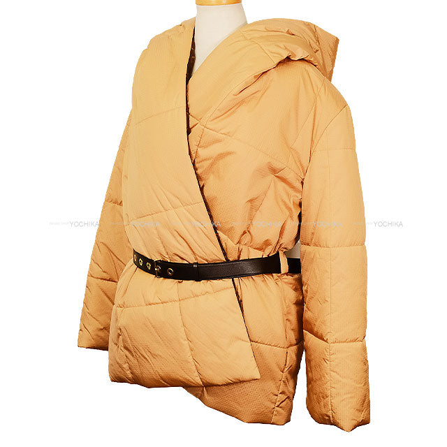 2022 LOUIS VUITTON Down jacket Padded coat with belt Beige Monogram Canvas #38 CA36929[EXCELLENT][Authentic]