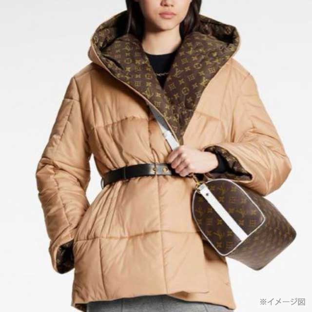 2022 LOUIS VUITTON Down jacket Padded coat with belt Beige Monogram Canvas #38 CA36929[EXCELLENT][Authentic]