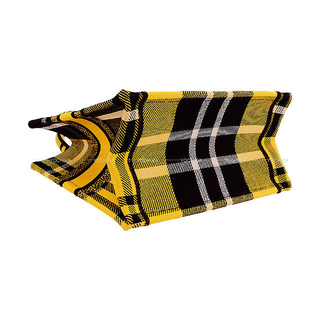 [Pre-loved] 2022AW Dior tote bag Book Tote Small Check'n Dior Yellow/Noir (Black)/Blanc (White) Cotton Canvas 50-MA-0232[LIKE NEW][Authentic]