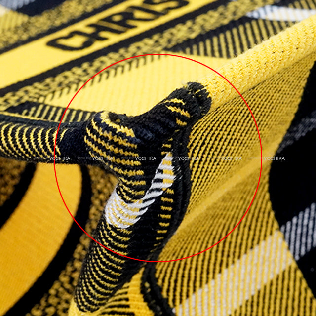 [Pre-loved] 2022AW Dior tote bag Book Tote Small Check'n Dior Yellow/Noir (Black)/Blanc (White) Cotton Canvas 50-MA-0232[LIKE NEW][Authentic]