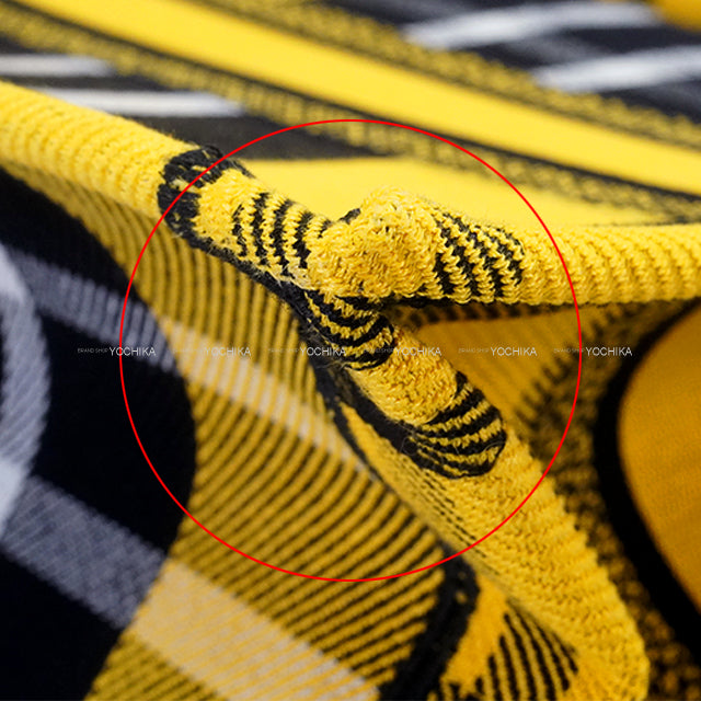 [Pre-loved] 2022AW Dior tote bag Book Tote Small Check'n Dior Yellow/Noir (Black)/Blanc (White) Cotton Canvas 50-MA-0232[LIKE NEW][Authentic]