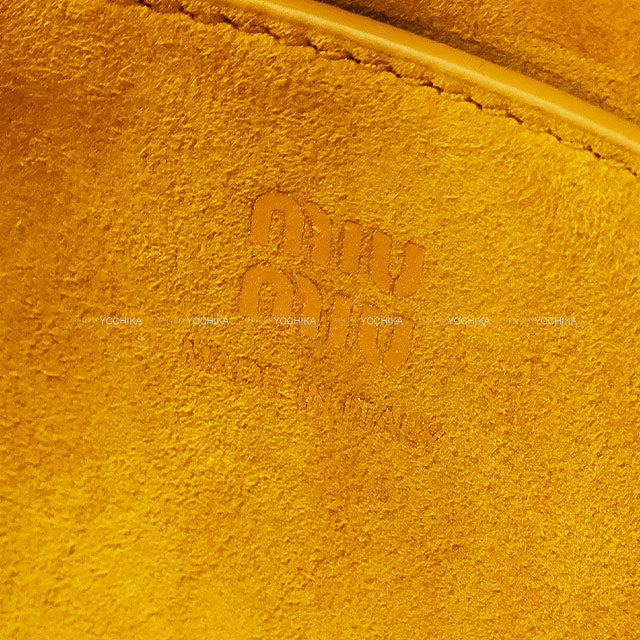 Miu Miu Runway Collection Suede Bag with Charm Mustard Yellow Sheep Leather 5BA295[BRAND NEW][Authentic]