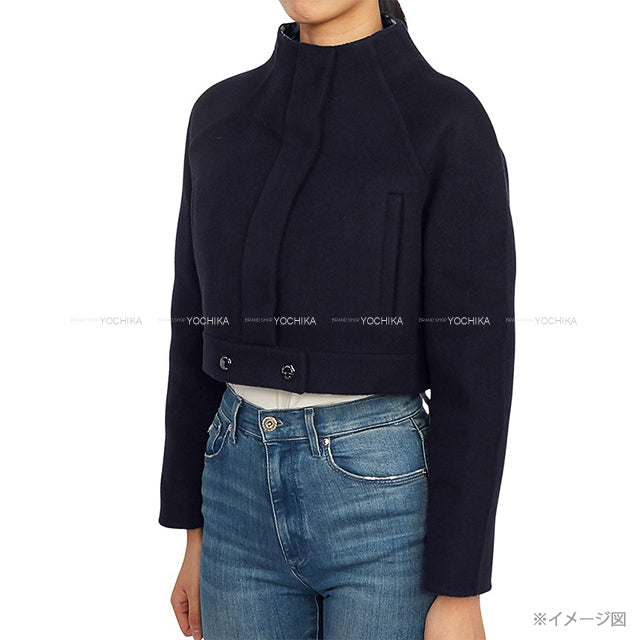 2023SS Dior Rider jacket Women's Cropped Coat in Oblique Navy Wool/Silk #34 340C47A1375[EXCELLENT][Authentic]