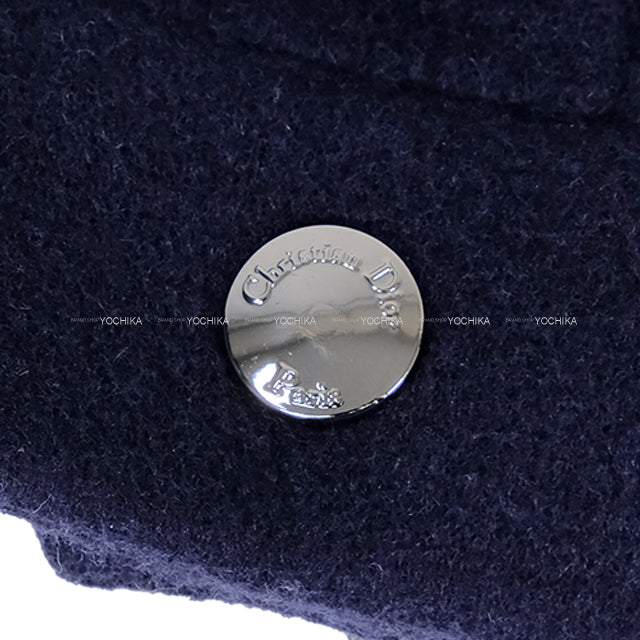 2023SS Dior Rider jacket Women's Cropped Coat in Oblique Navy Wool/Silk #34 340C47A1375[EXCELLENT][Authentic]