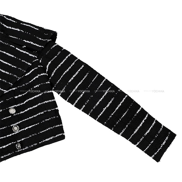2025SS CHANEL Tailored jacket Gabrielle Button Border Beads Tweed Noir (Black)/Blanc (White) Polyamide/Wool #34 Silver HW P79356[BRAND NEW][Authentic]