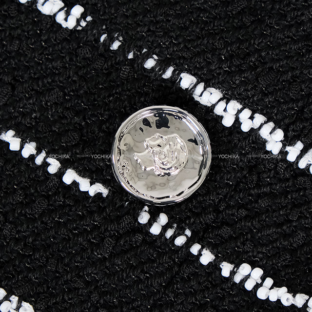 2025SS CHANEL Tailored jacket Gabrielle Button Border Beads Tweed Noir (Black)/Blanc (White) Polyamide/Wool #34 Silver HW P79356[BRAND NEW][Authentic]