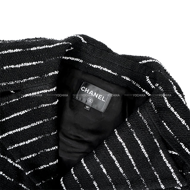 2025SS CHANEL Tailored jacket Gabrielle Button Border Beads Tweed Noir (Black)/Blanc (White) Polyamide/Wool #34 Silver HW P79356[BRAND NEW][Authentic]