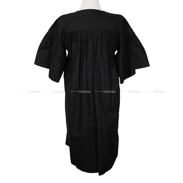 2025 SS NEW HERMES One‐piece dress Bohemian Short Dress Gauze Mosaic H Logo Noir (Black) Cotton #34 Silver HW[BRAND NEW][Authentic]