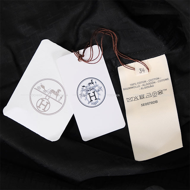 2025 SS NEW HERMES One‐piece dress Bohemian Short Dress Gauze Mosaic H Logo Noir (Black) Cotton #34 Silver HW[BRAND NEW][Authentic]