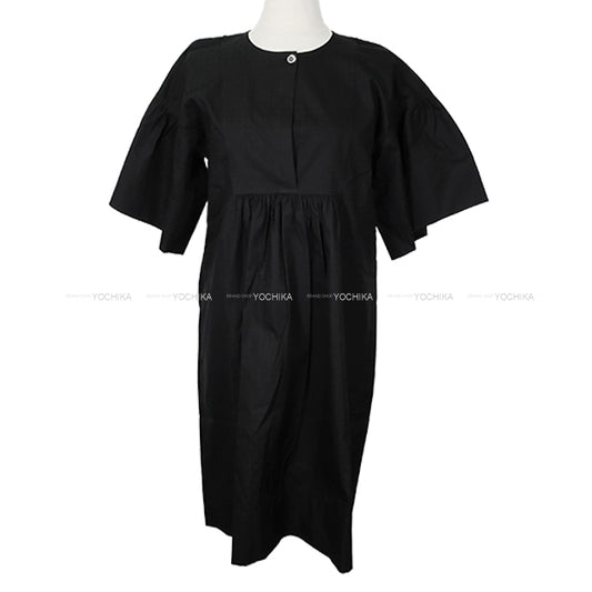 2025 SS NEW HERMES One‐piece dress Bohemian Short Dress Gauze Mosaic H Logo Noir (Black) Cotton #34 Silver HW[BRAND NEW][Authentic]