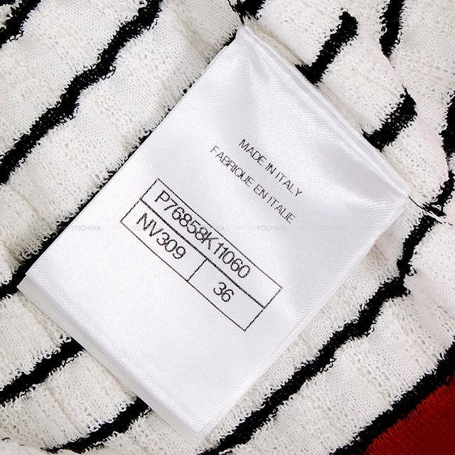 2024 Pre Collection CHANEL Tank top COCO Mark Stripe Blanc (White)/Noir (Black)/Red Cotton/Polyamide #36 P76858[EXCELLENT][Authentic]