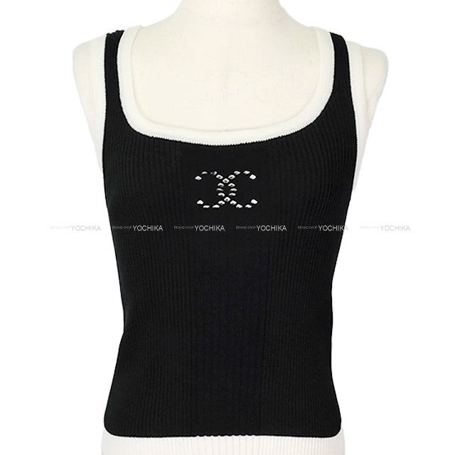 CHANEL Tank top COCO Mark Noir (Black)/Blanc (White) Cotton/Reyon #34 P78636[BRAND NEW][Authentic]